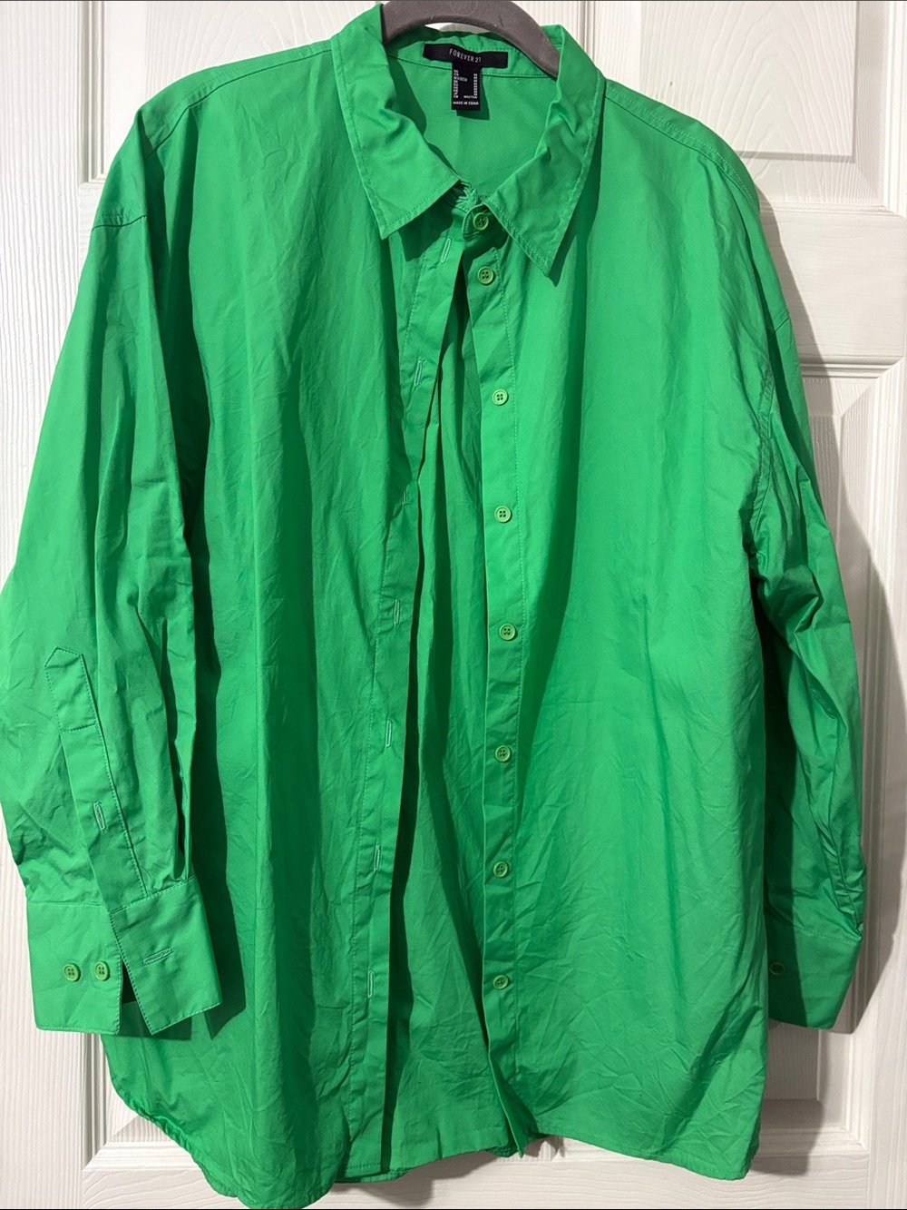 Forever 21 Bright Green Button-Down Shirt